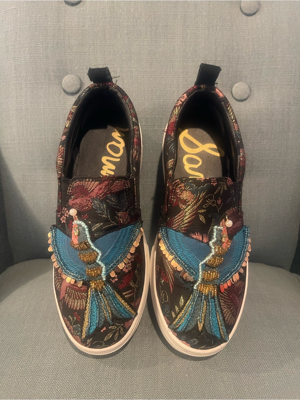 Sam Edelman Leila Bird Embellished Platform Slip On Sneakers Women’s 5